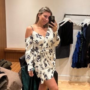 Self Portrait One Shoulder Wrap Sequined Mini Dress